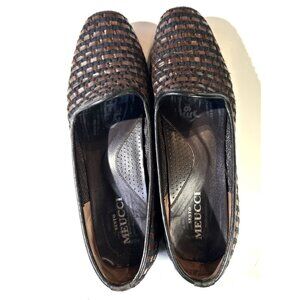 Sesto Meucci Women Leather Brown Flats Ballet Shoes Size 9.5 M Made in Italy